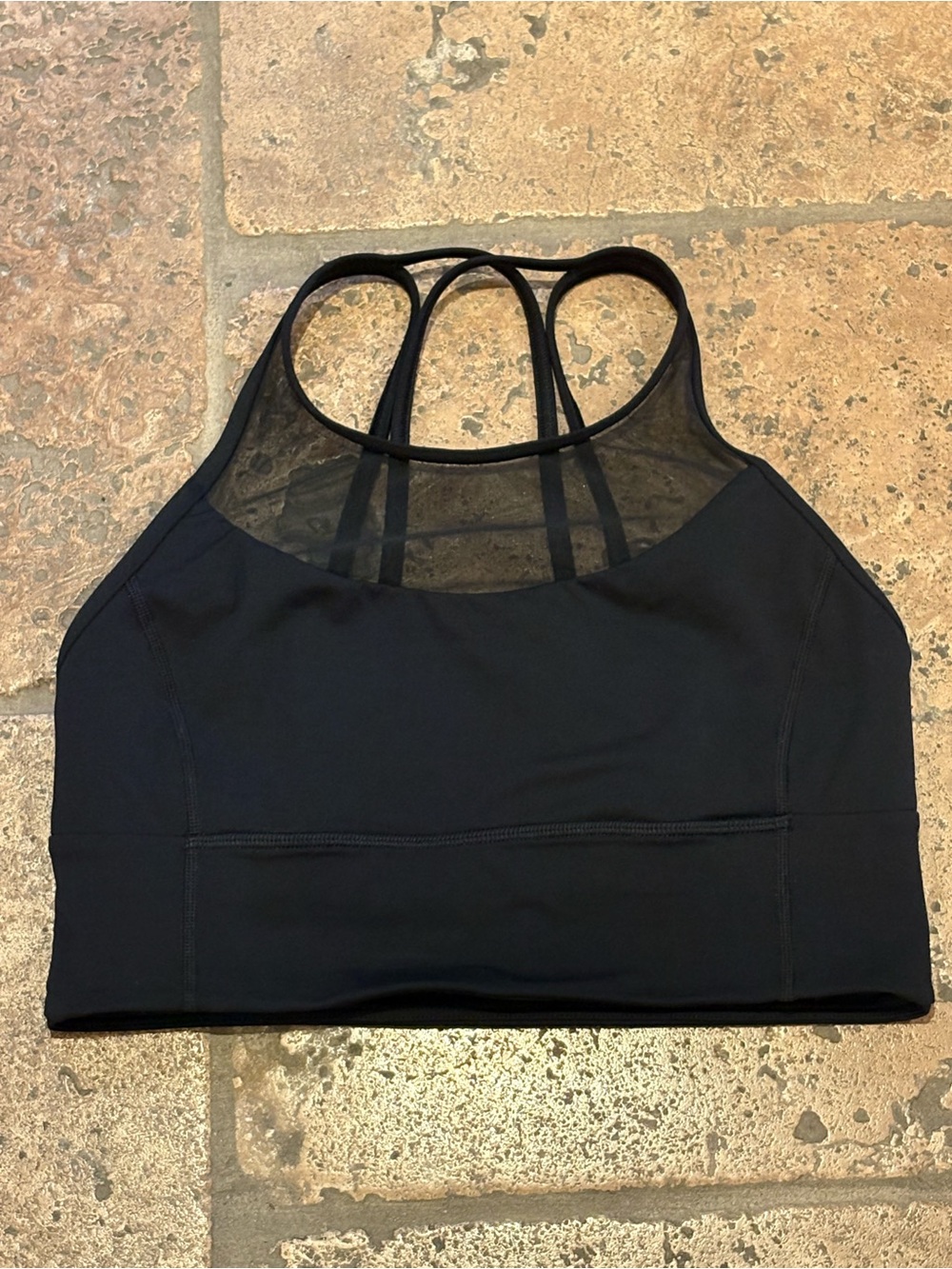 Lululemon Women Black Mesh Front Athletic Sports Bra Size 8